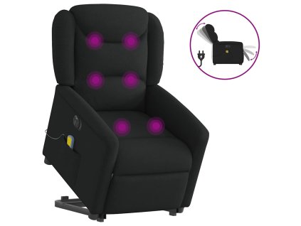 vidaXL Elektrické zvedací masážní polohovací křeslo černé textil