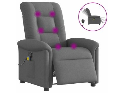 vidaXL Elektrické masážní polohovací křeslo tmavě šedé textil