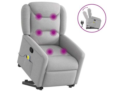 vidaXL Zvedací masážní polohovací křeslo obláčkově šedé textil