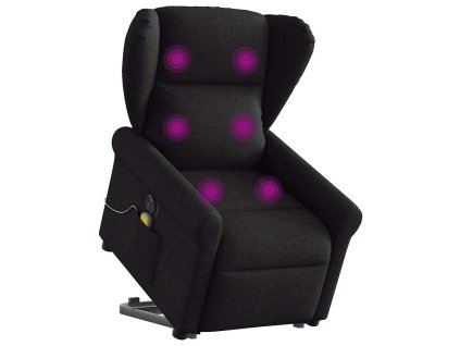 vidaXL Elektrické zvedací masážní polohovací křeslo černé textil