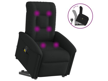 vidaXL Zvedací masážní polohovací křeslo černé textil