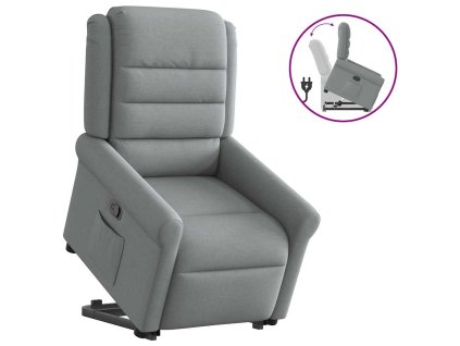 vidaXL Zvedací polohovací křeslo světle šedé textil