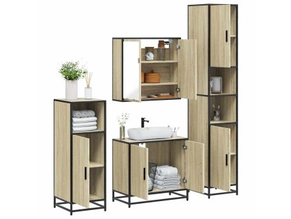 vidaXL 4dílný set koupelnového nábytku dub sonoma kompozitní dřevo