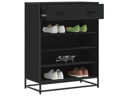 vidaXL Botník černý 75 x 38 x 97,5 cm kompozitní dřevo a kov