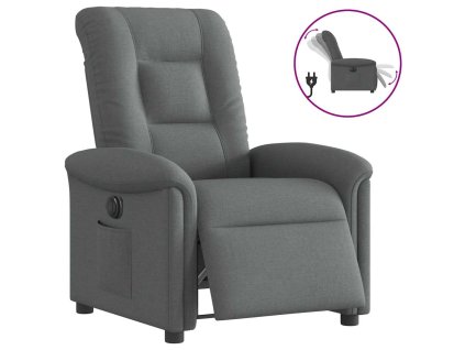 vidaXL Elektrické polohovací křeslo tmavě šedé textil