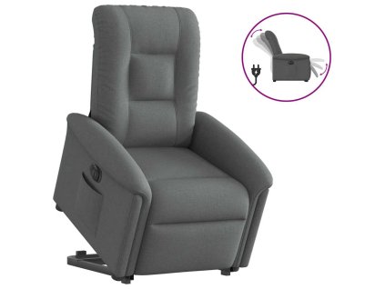 vidaXL Elektrické zvedací polohovací křeslo tmavě šedé textil