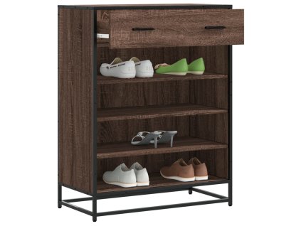 vidaXL Botník hnědý dub 75 x 38 x 97,5 cm kompozitní dřevo a kov