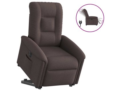 vidaXL Elektrické zvedací polohovací křeslo tmavě hnědé textil