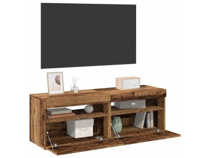 vidaXL TV stolky s LED 2 ks old wood kompozitní dřevo