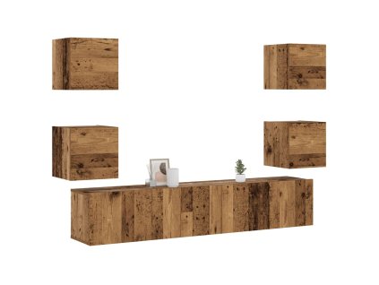 vidaXL Nástěnné TV skříňky 6 ks Old Wood kompozitní