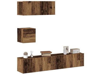 vidaXL Sada 4 kusů nástěnné TV skříňka starého dřeva kompozitní dřevo