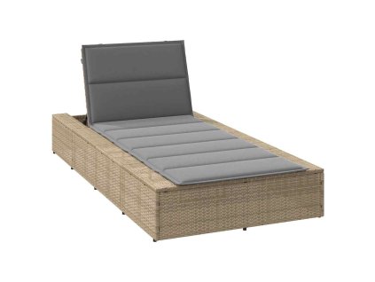 vidaXL Zahradní lehátko s plovoucím poduškou béžový polyratan