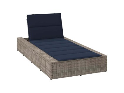 vidaXL Zahradní lehátko s plovoucím poduškou šedé polyratan