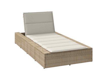 vidaXL Zahradní lehátko s plovoucím poduškou béžový polyratan