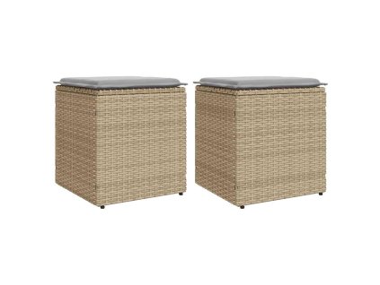 vidaXL Zahradní stoličky s poduškami béžové 40x40x43 cm polyratan