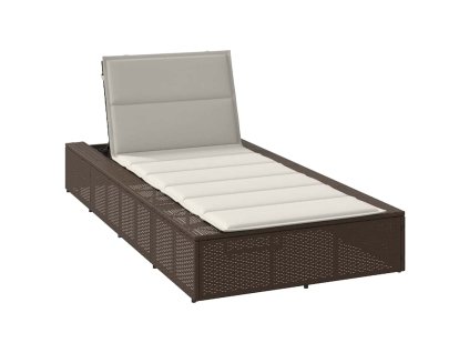 vidaXL Zahradní lehátko s plovoucím poduškou hnědé polyratan