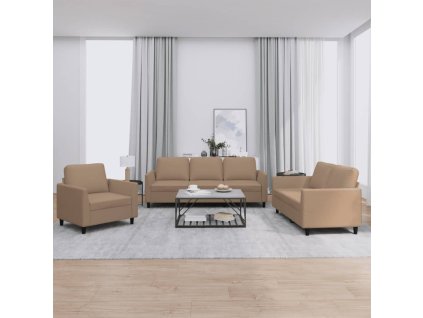 vidaXL 3dílná sedací souprava s poduškami cappuccino umělá kůže