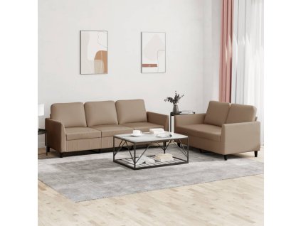 vidaXL 2dílná sedací souprava s poduškami cappuccino umělá kůže