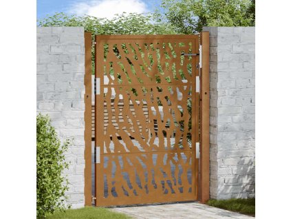 vidaXL Zahradní brána 105 x 130 cm z povětrnostních vlivů ocelová s kolejnicovým vzorem