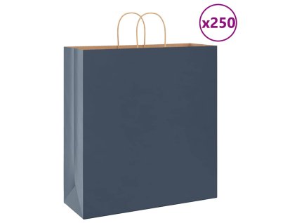 vidaXL Papírové tašky 250 ks s uchy Modrá 45x17x48 cm