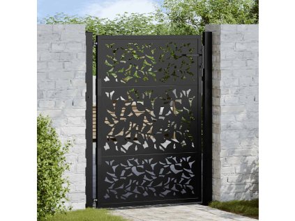 vidaXL Zahradní brána černá 105 x 130 cm ocelový design křídla