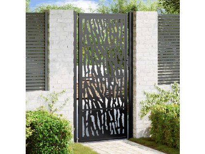 vidaXL Zahradní branka černá 100 x 200 cm ocelový design s kolejnicemi