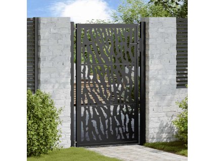 vidaXL Zahradní branka černá 100 x 150 cm ocelový design s kolejnicemi