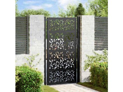 vidaXL Zahradní brána černá 100 x 175 cm ocelový design křídla