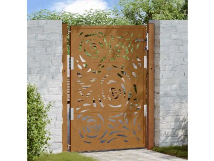 vidaXL Zahradní brána 105 x 130 cm z odolné oceli s motivem plamene