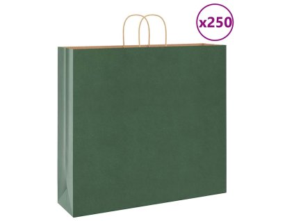 vidaXL Papírové tašky 250 ks s uchy zelené 54x15x49 cm