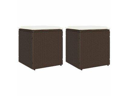 vidaXL Zahradní stoličky s poduškami hnědé 40x40x43 cm polyratan