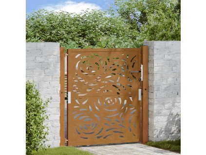 vidaXL Zahradní brána 105 x 105 cm z odolné oceli s motivem plamene