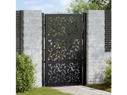 vidaXL Zahradní branka černá 105 x 155 cm ocelový design křídla