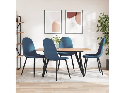 vidaXL Jídelní židle 4 ks modré samet