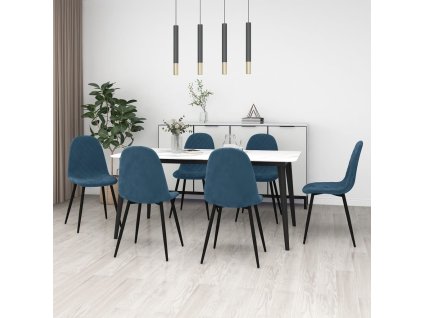 vidaXL Jídelní židle 6 ks modré samet