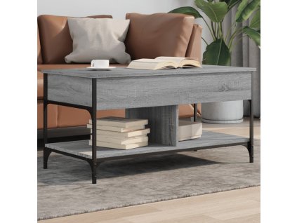 vidaXL Konferenční stolek šedý sonoma 100 x 50 x 50 cm kompozit a kov