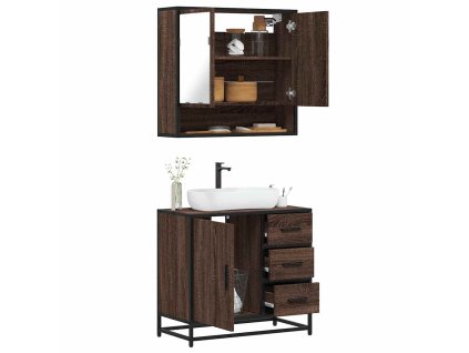 vidaXL 2dílný set koupelnového nábytku hnědý dub kompozitní dřevo