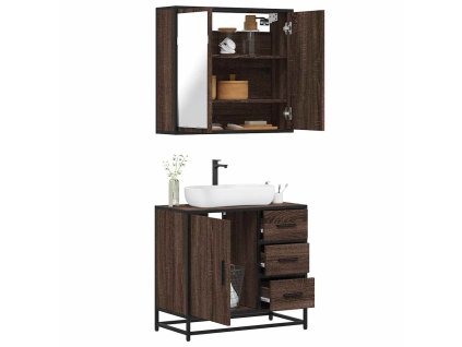 vidaXL 2dílný set koupelnového nábytku hnědý dub kompozitní dřevo