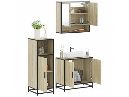 vidaXL 3dílný set koupelnového nábytku dub sonoma kompozitní dřevo