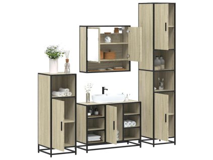 vidaXL 4dílný set koupelnového nábytku dub sonoma kompozitní dřevo