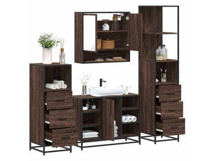 vidaXL 4dílný set koupelnového nábytku hnědý dub kompozitní dřevo