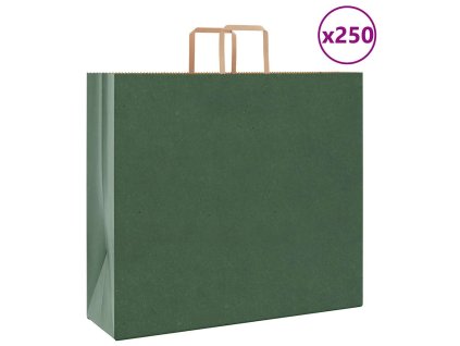 vidaXL Papírové tašky 250 ks s uchy zelené 54x15x49 cm