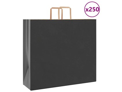 vidaXL Papírové sáčky 250 ks s uchy černé 54x15x49 cm