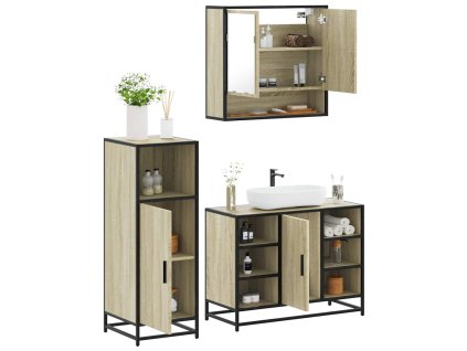 vidaXL 3dílný set koupelnového nábytku dub sonoma kompozitní dřevo