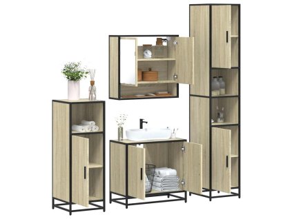 vidaXL 4dílný set koupelnového nábytku dub sonoma kompozitní dřevo