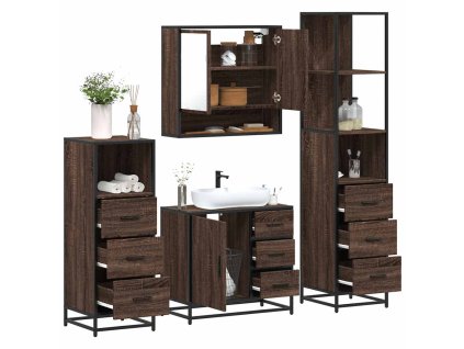 vidaXL 4dílný set koupelnového nábytku hnědý dub kompozitní dřevo
