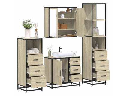 vidaXL 4dílný set koupelnového nábytku dub sonoma kompozitní dřevo