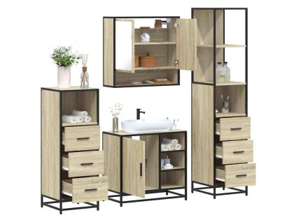 vidaXL 4dílný set koupelnového nábytku dub sonoma kompozitní dřevo
