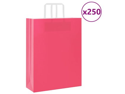 vidaXL Papírové sáčky 250 ks s uchy růžové 32x12x42 cm