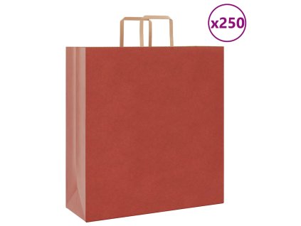 vidaXL Papírové tašky 250 ks s uchy červené 45x17x48 cm